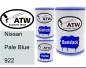 Preview: Nissan, Pale Blue, 922: 500ml Lackdose + 500ml Klarlack + 250ml Härter - Set, von ATW Autoteile West.